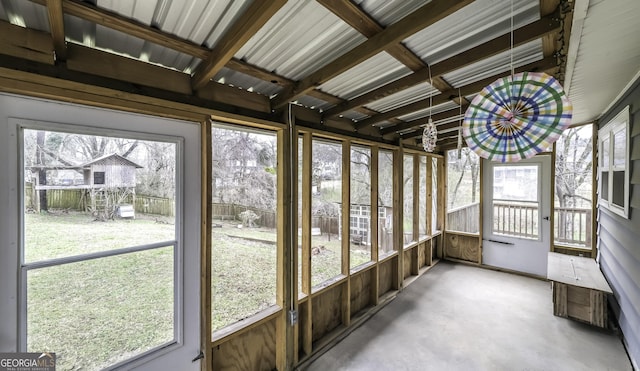 view of unfurnished sunroom