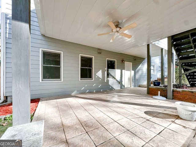 view of patio / terrace with a ceiling fan