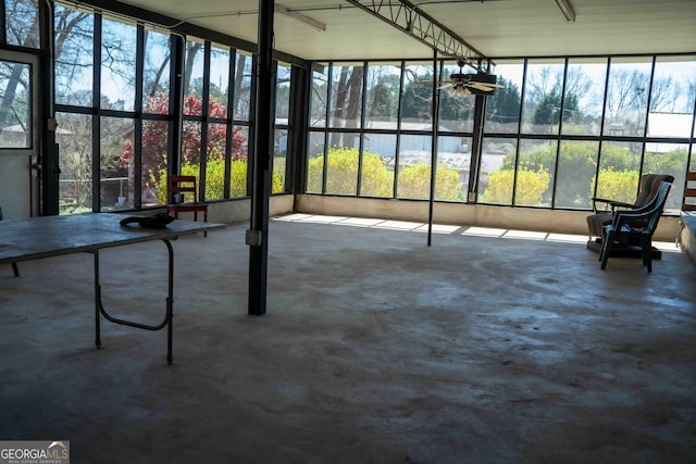 view of unfurnished sunroom