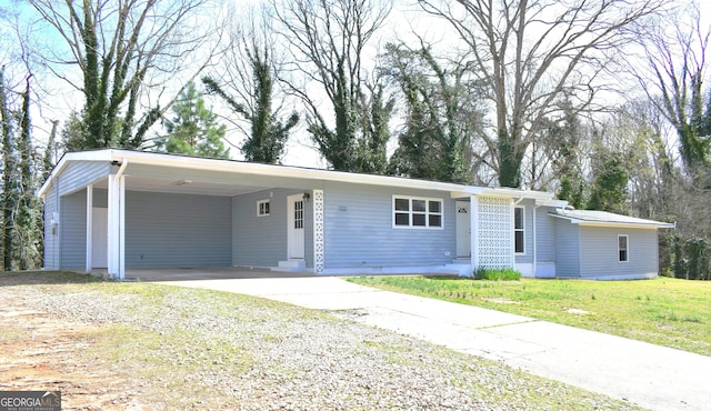 110 Wildwood Cir, Gainesville, GA 30501 - view of front of property featuring a carport, concrete driveway, and a front yard