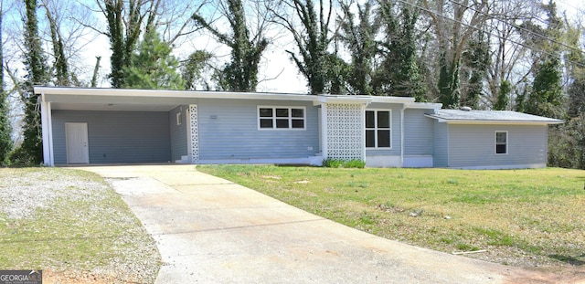 110 Wildwood Cir, Gainesville, GA 30501 - view of front of house with an attached carport, concrete driveway, and a front lawn