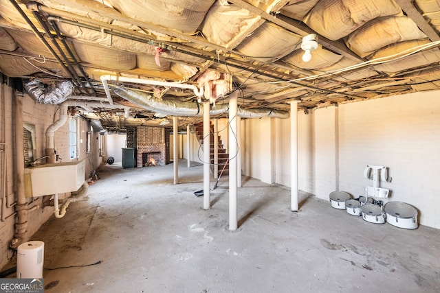 unfinished basement with a sink