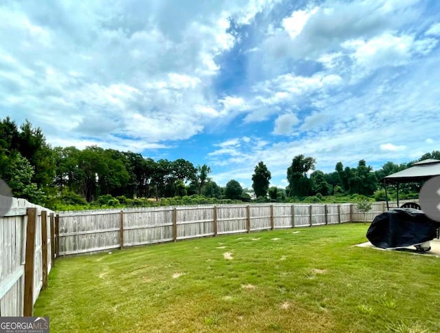 view of yard featuring a fenced backyard