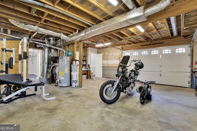 garage with water heater