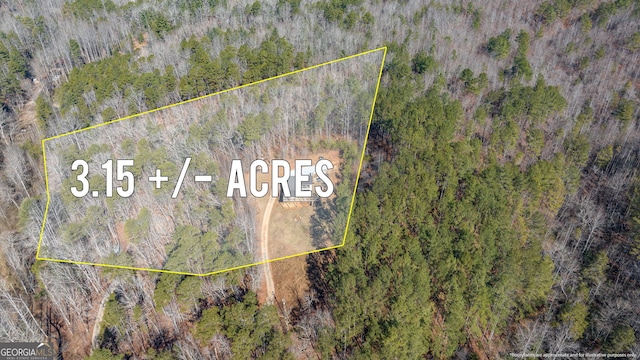 aerial view with a wooded view