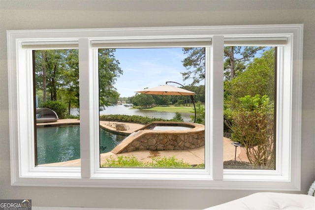 doorway featuring a water view