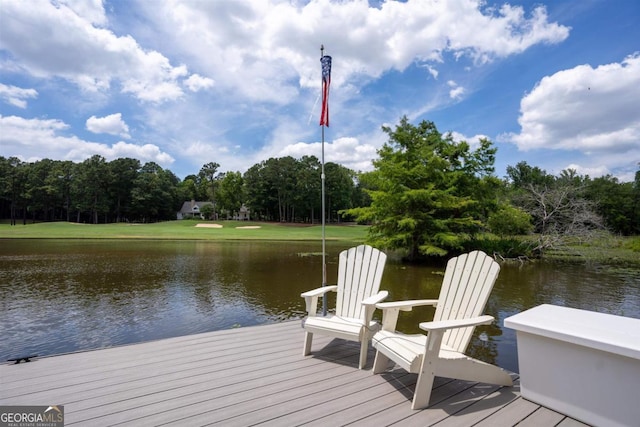 view of dock featuring a water view