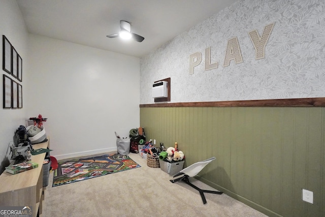 interior space featuring carpet and wainscoting