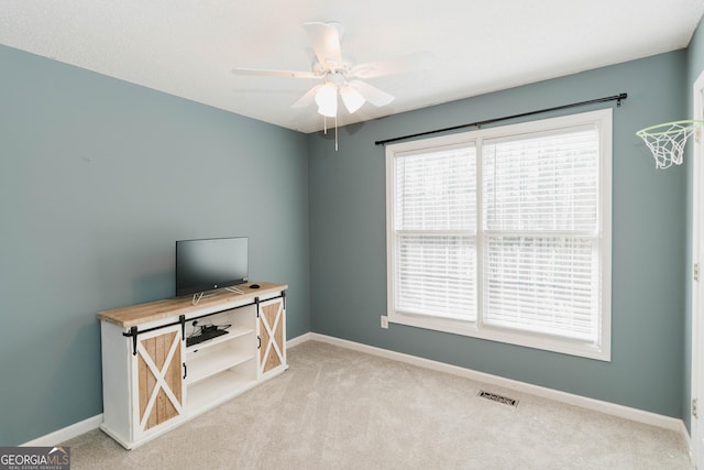 31 Wyngate Ct, Dallas, GA 30157 - interior space featuring a ceiling fan, carpet floors, baseboards, and visible vents