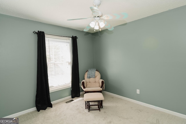 31 Wyngate Ct, Dallas, GA 30157 - sitting room featuring baseboards, ceiling fan, visible vents, and carpet floors