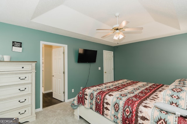 31 Wyngate Ct, Dallas, GA 30157 - bedroom with baseboards, a ceiling fan, carpet flooring, and a raised ceiling