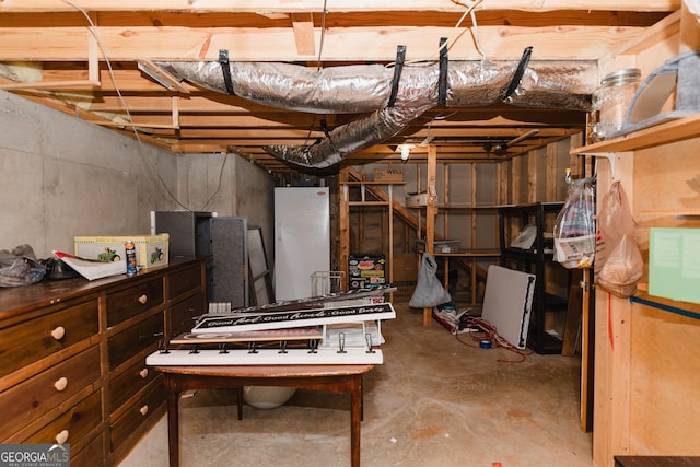 view of unfinished basement