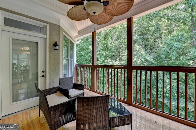 deck featuring a ceiling fan