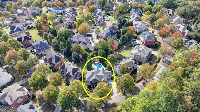 aerial view featuring a residential view