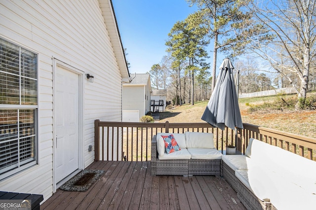 deck with an outdoor hangout area