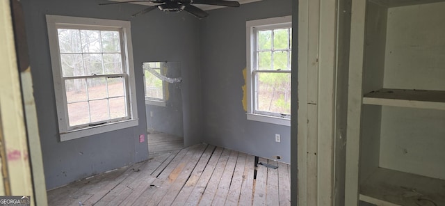 spare room with a wealth of natural light and ceiling fan