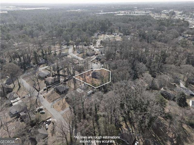 aerial view with a forest view