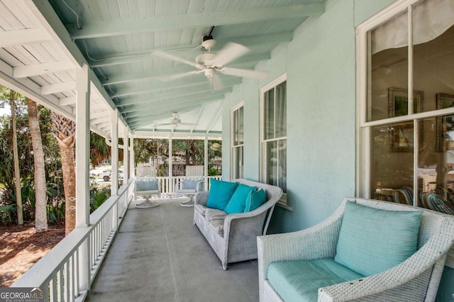 view of patio / terrace featuring ceiling fan