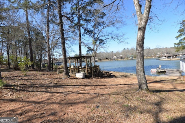 view of dock featuring a water view