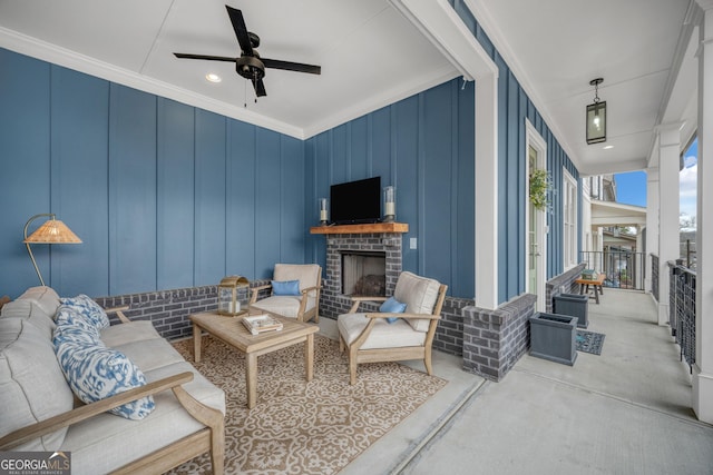 view of patio / terrace with an outdoor hangout area and ceiling fan