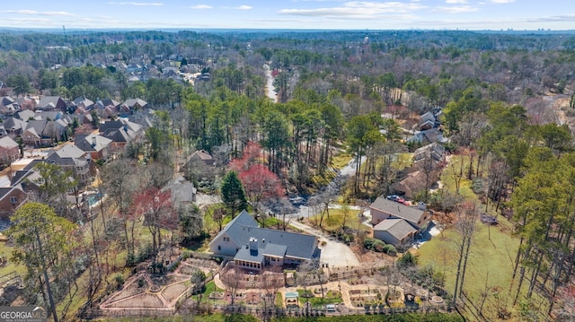 aerial view with a forest view