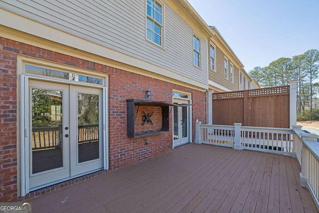 deck featuring french doors