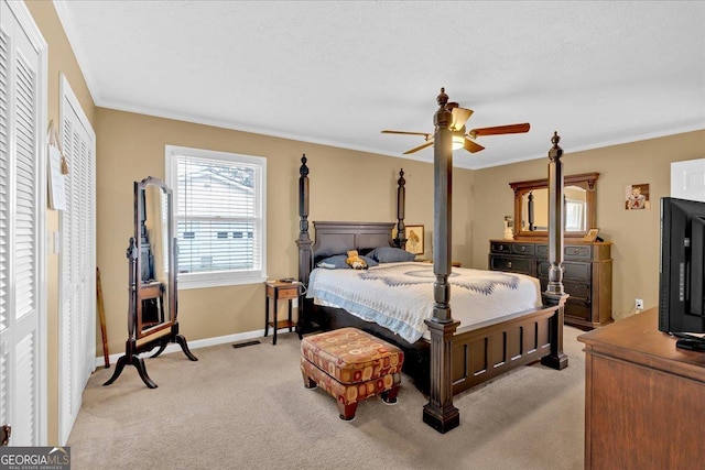 25 Wesley Trce SE, Cartersville, GA 30120 - bedroom with a ceiling fan, crown molding, light colored carpet, and baseboards