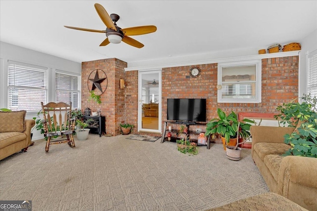 25 Wesley Trce SE, Cartersville, GA 30120 - carpeted living area with ceiling fan