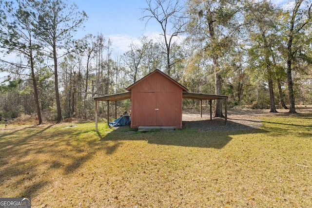 view of shed featuring a carport