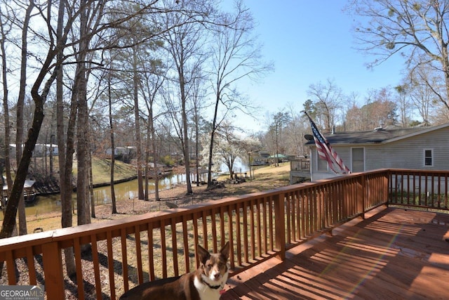 deck with a water view