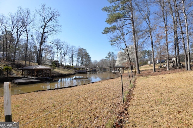 view of water feature featuring a gazebo