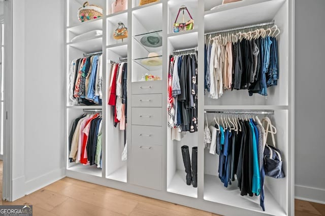 spacious closet featuring wood finished floors