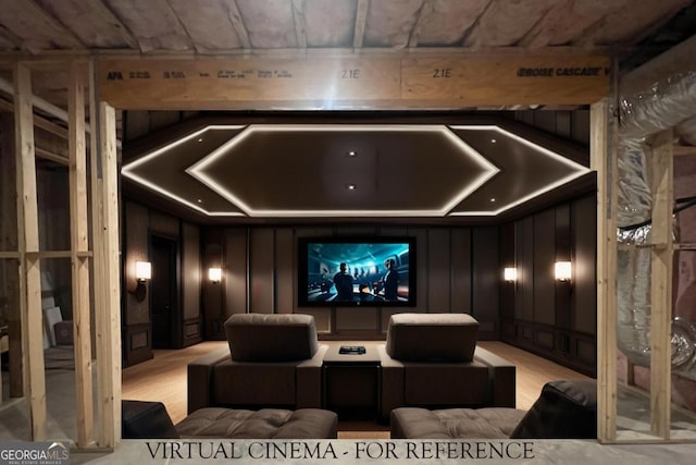 cinema room with a decorative wall