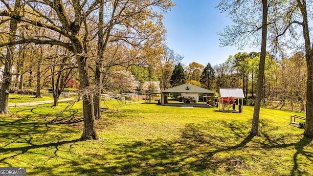 view of yard with a gazebo