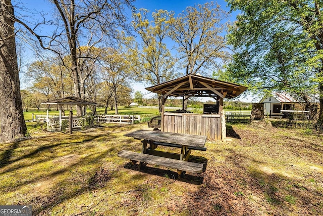 view of yard with a gazebo