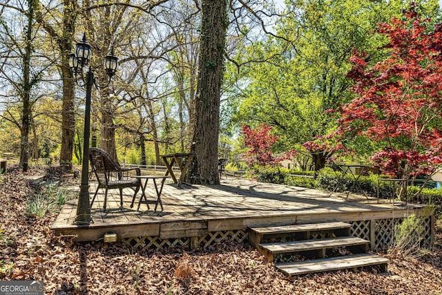 view of property's community featuring a wooden deck