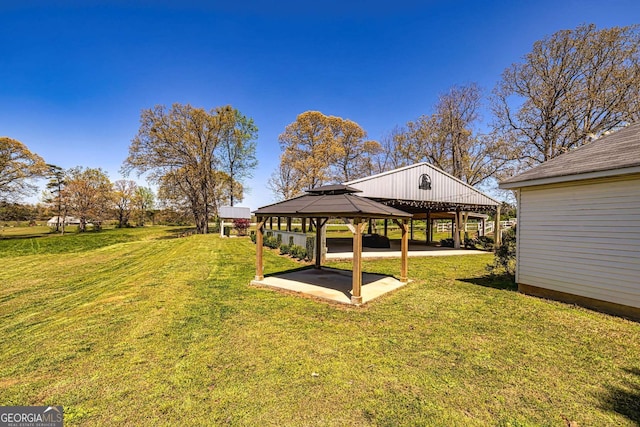 view of yard with a gazebo and a patio area