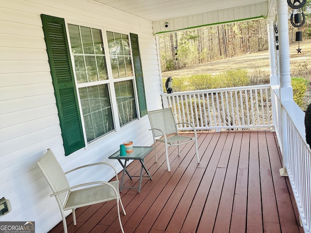 deck with a porch