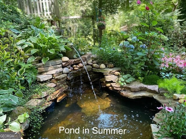 view of nature featuring a garden pond