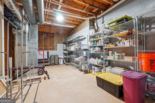 view of unfinished basement