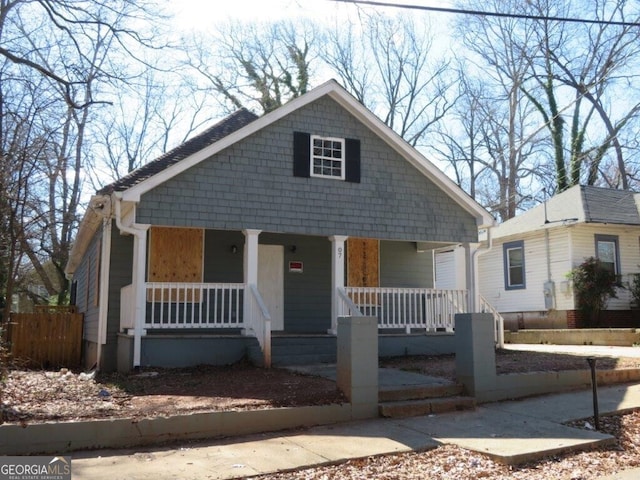 bungalow-style home with covered porch