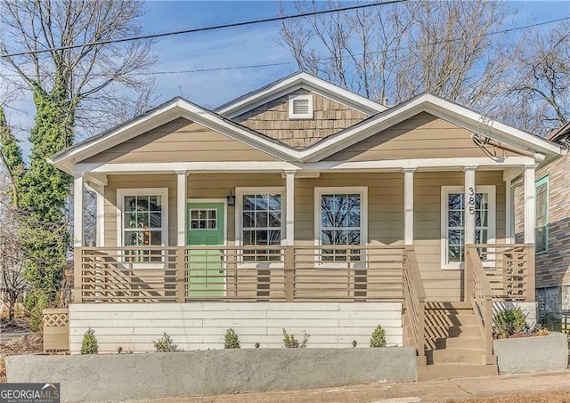 view of front of house featuring covered porch