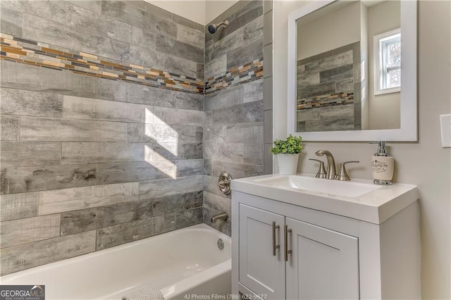 full bathroom with shower / bathing tub combination and vanity