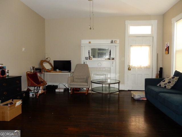 living area featuring wood finished floors