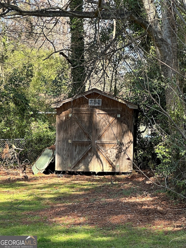 view of shed