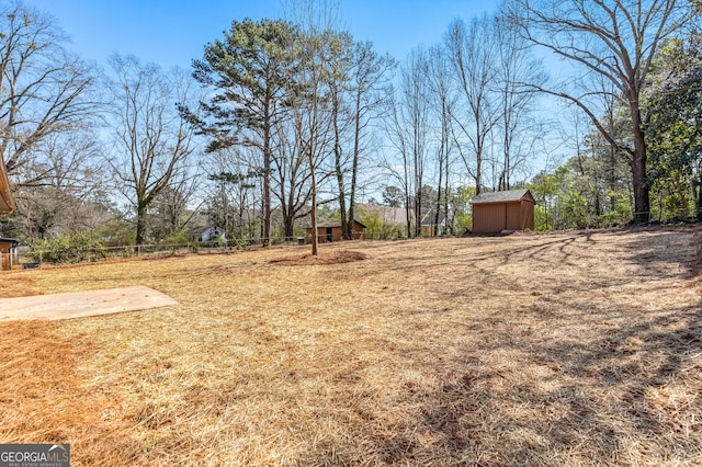 view of yard with a storage unit and an outdoor structure