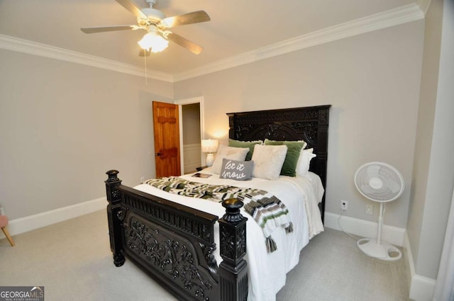 1070 Lexington Ct, Bishop, GA 30621 - bedroom with crown molding, carpet floors, and ceiling fan