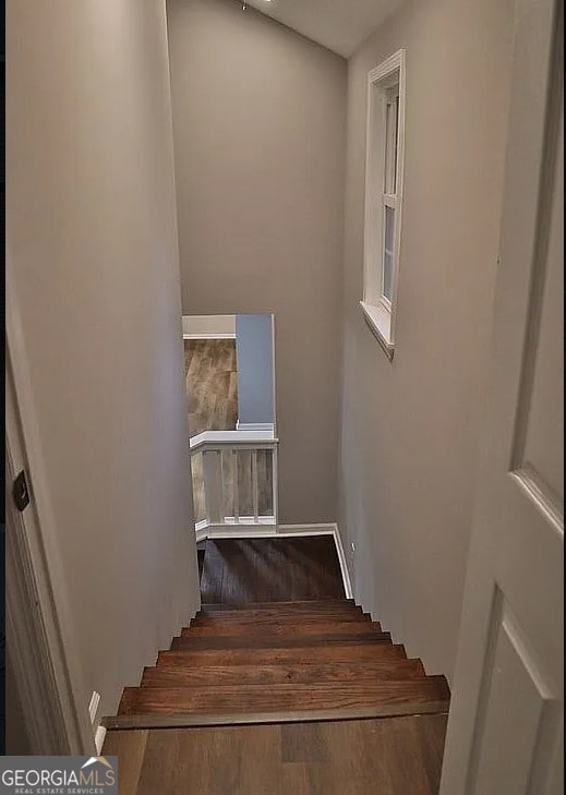 staircase featuring wood finished floors