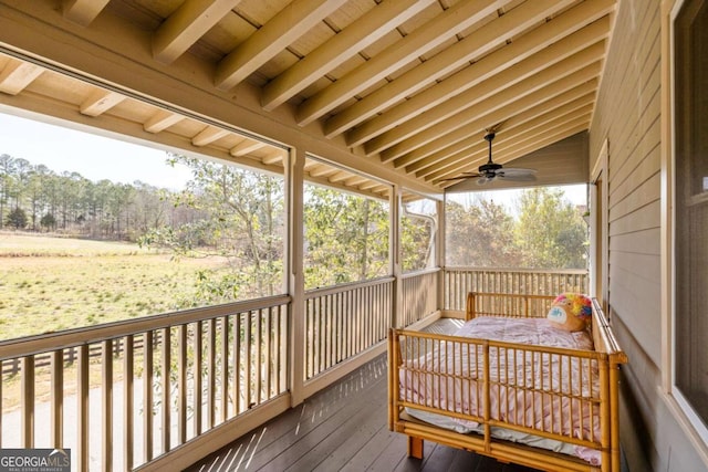 deck featuring a ceiling fan