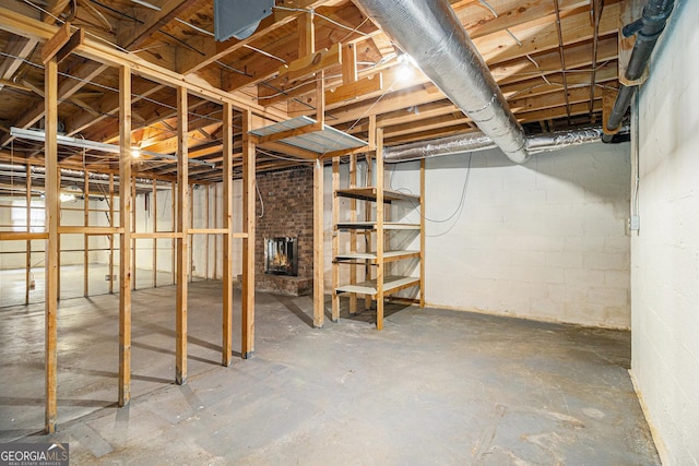 view of unfinished basement